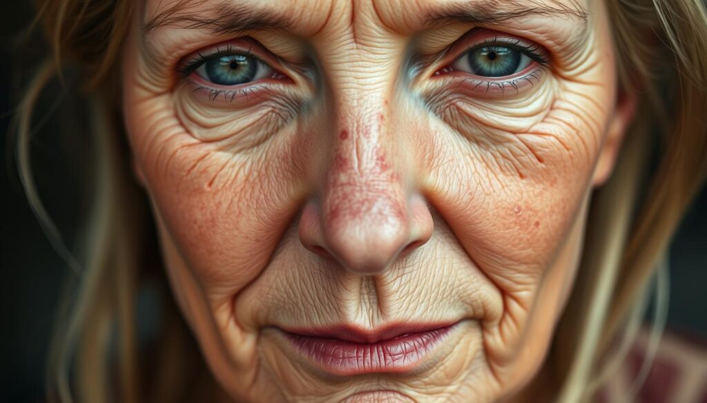 UV damage on mature skin